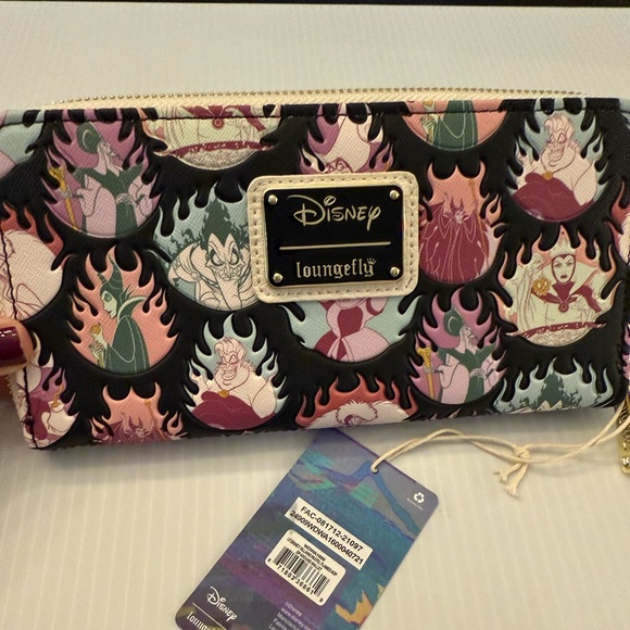 Loungefly Disney Villains Pastel Flames Zip Around Wallet NWT - Picture 5 of 7